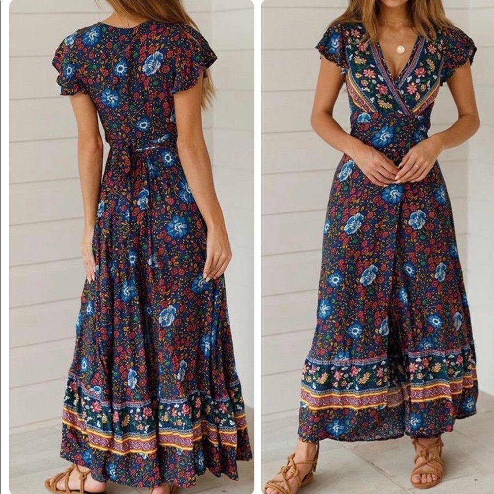 Navy wrap dress